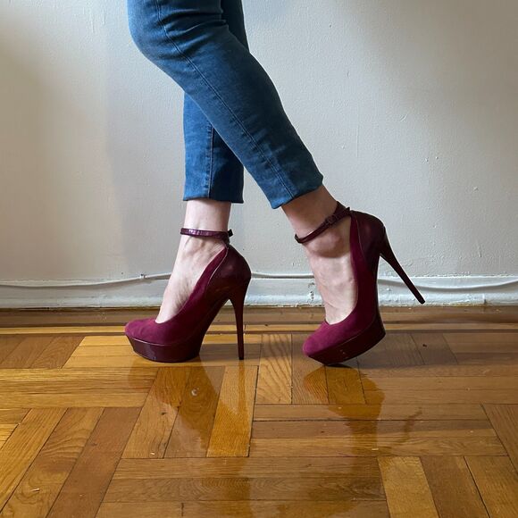 Bakers Tandy Round Toe Double Platform Pink Purple Ankle Strap Leather Size 11 - Picture 1 of 6